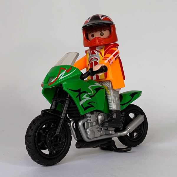 Motorista Moto Carretera Verde Playmobil